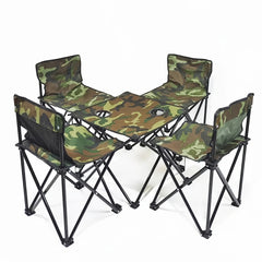 5pcs Outdoor Camping Table And Chair Set Portable Folding Table And Chair