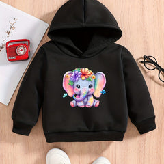 ELEPHANT & FLOWER Print Outfit Toddler Baby Boys Girls Sweatshirt Set