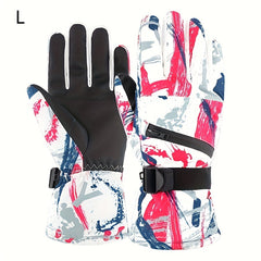 Thickened Winter Graffiti Gloves, Waterproof & Warm Touch Screen, Ice Skating