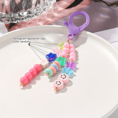 Letter Bead Ornament Keychain Bag Car Key Pendant Decor