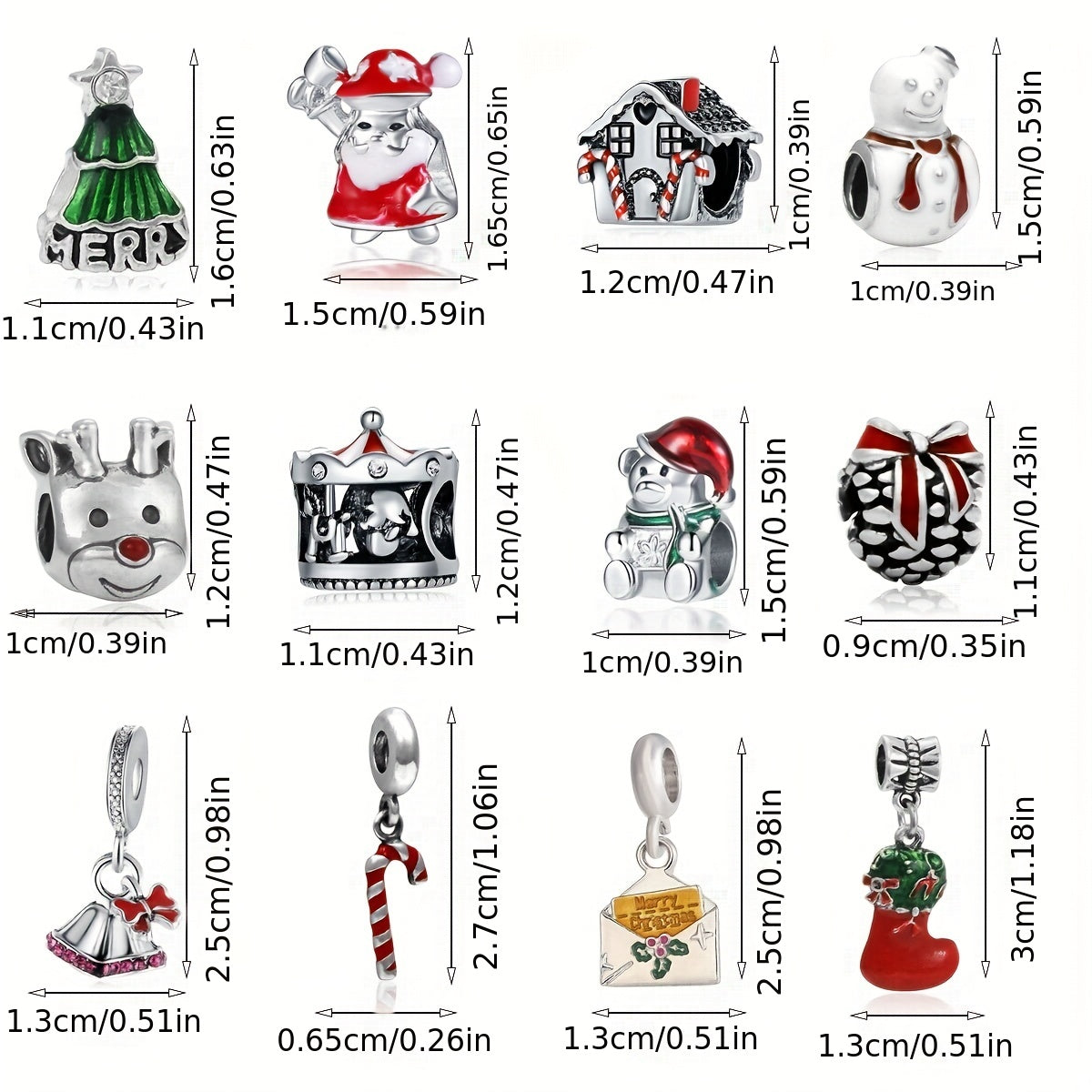 Christmas Jingle Bell Santa Claus Pendant DIY Bracelet Necklace