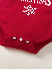 Baby Girls 3pcs Christmas Outfit MY 1ST CHRISTMAS Print Romper & Plaid Pants