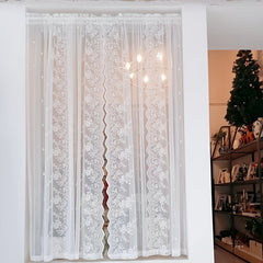 Pastoral Rose Floral Embroidered Sheer Curtain Panels for Bedroom