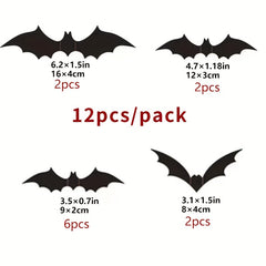 12pcs Halloween Bat Spider 3D Stickers for Party Decoration
