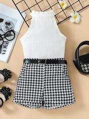Toddler Girls Halter Top & Houndstooth Print Shorts Set