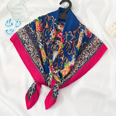 Boho Flower Print Scarf Vintage Shawl Hijab Silk Bandana Women Neckerchief