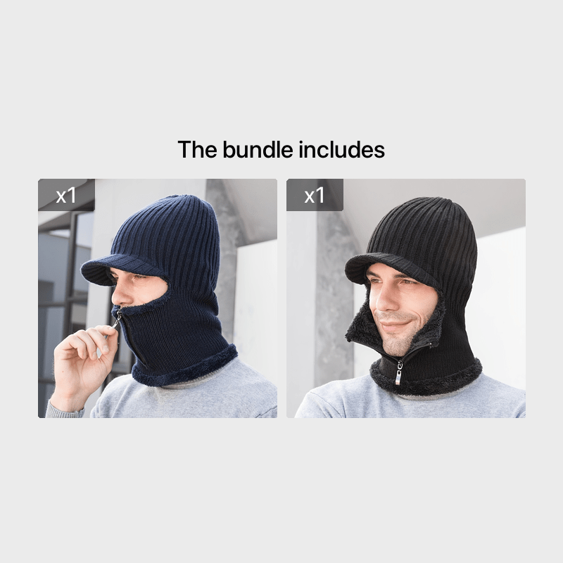 Vintage Knitted Hat Men's Outdoor Sports Pullover Hat Fleece Thread Hat