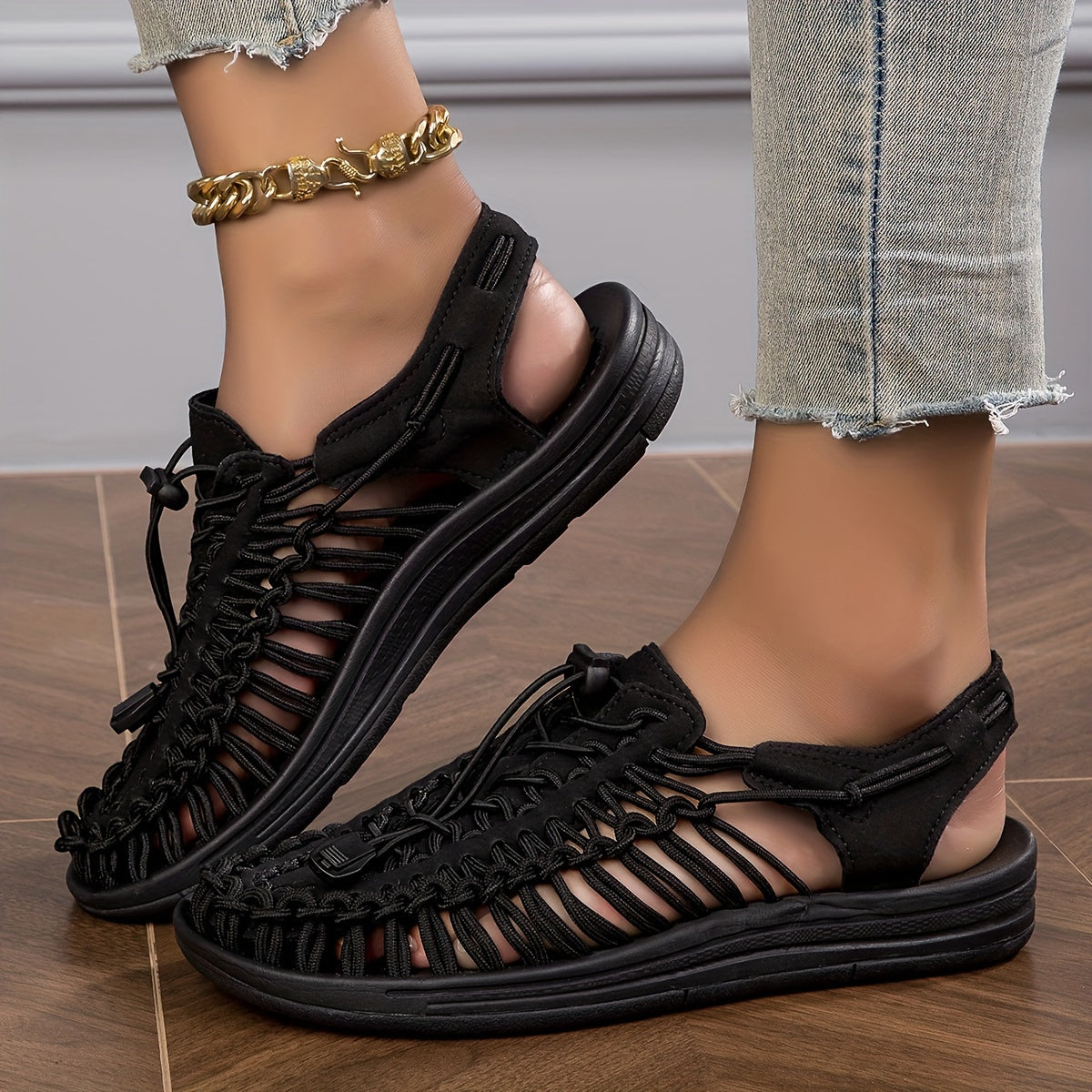 Woven Women's Closed Toe Sandals Breathable Lightweight Summer Shoes
