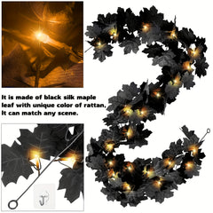 Maple Leaf Garland 20 LED Orange Lights Halloween Fall Home Decor 173cm