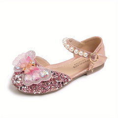 Girls Rhinestone Butterfly Sandals Breathable Lightweight Comfortable Anti Slip