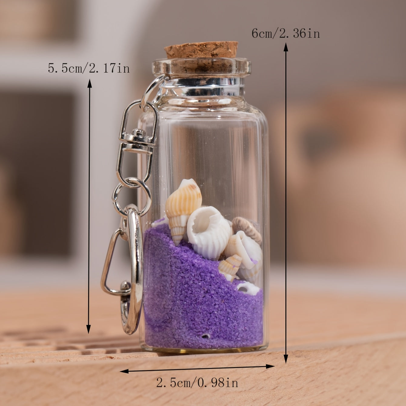 Colorful Sand Glass Wishing Bottle Keychain Keyring Charm Pendant