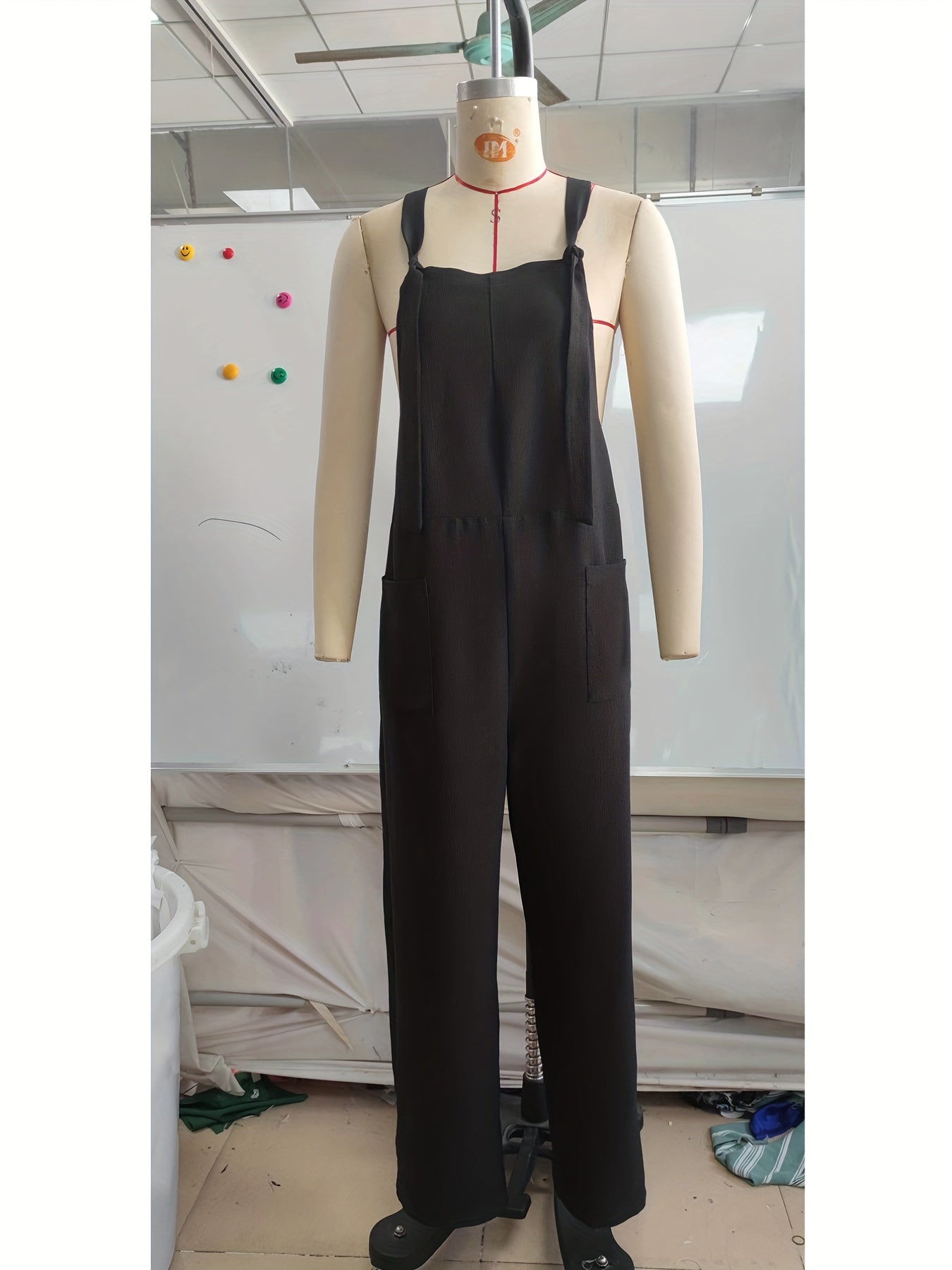 Solid Wide Leg Overall Jumpsuit Women's Clothing