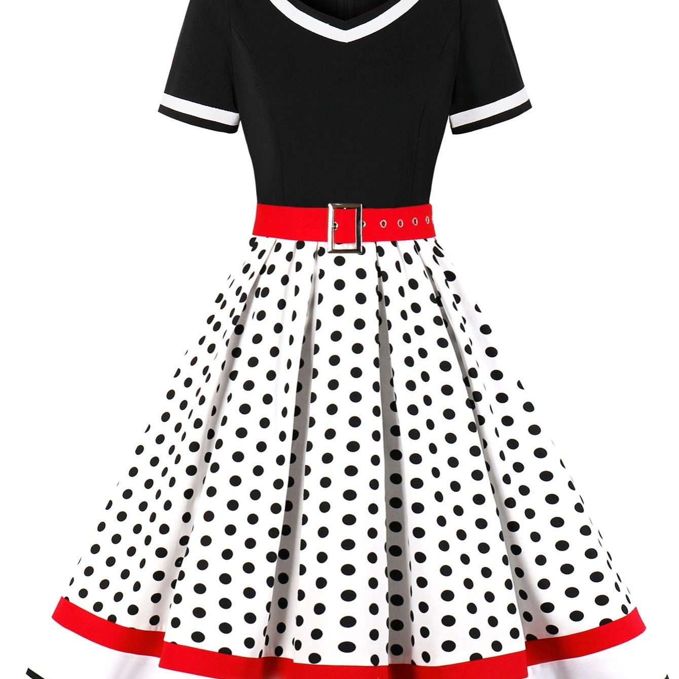 Polka Dot Belted Retro Dress