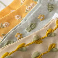 5 Pairs Floral & Heart Print Socks Low Cut Women's Stockings