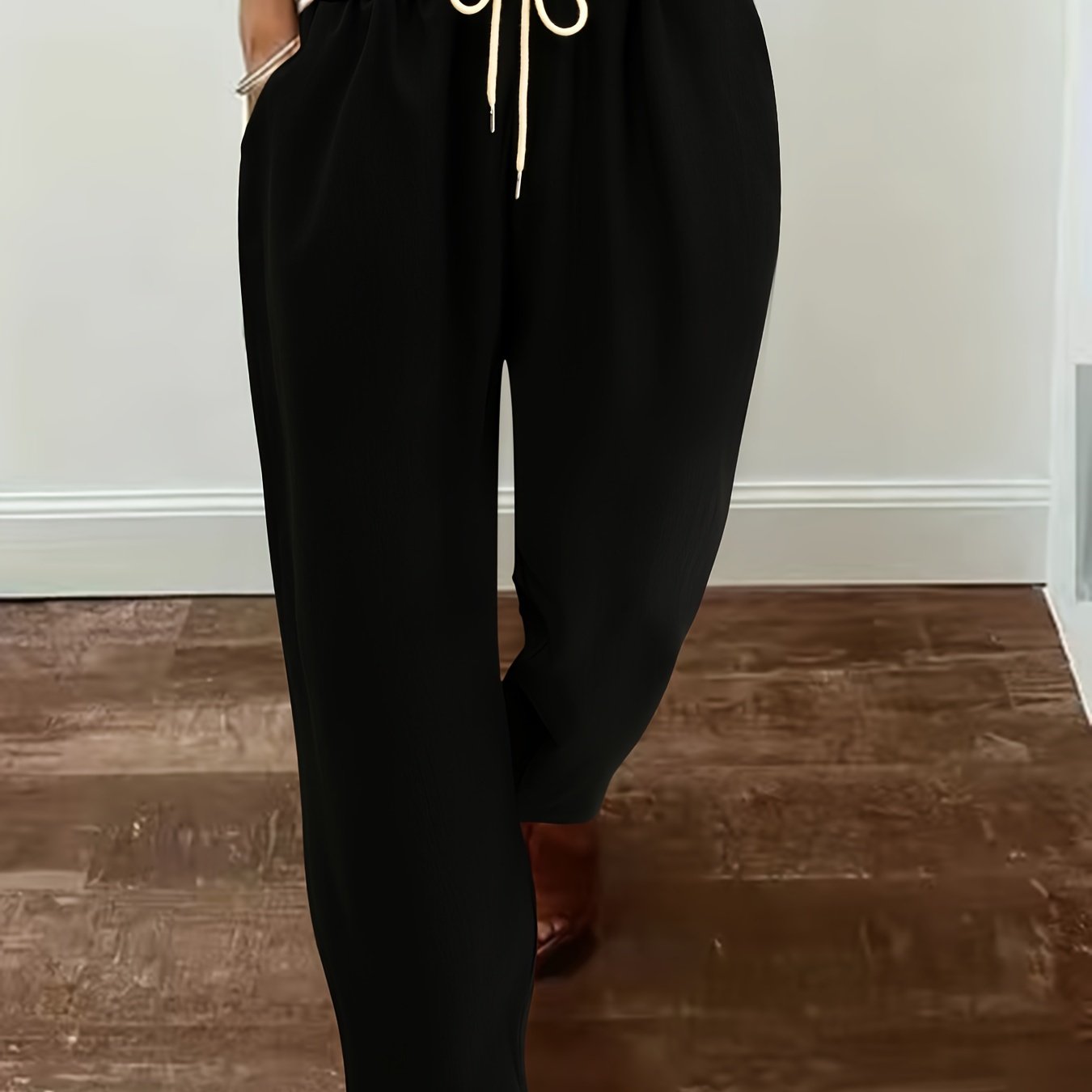 Casual Pants Women's High Rise Loose Fit Trousers With Pockets