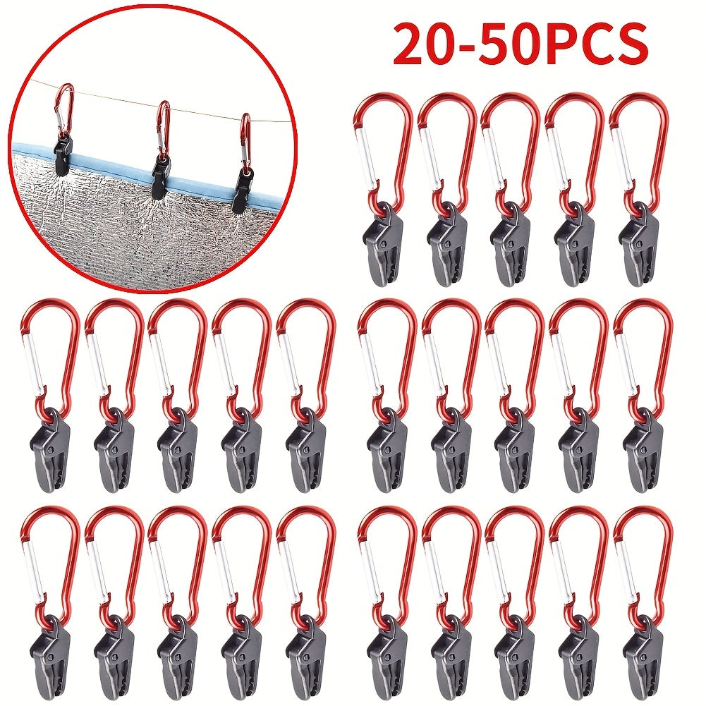 20pcs Windproof Tent Awning Clamp with Carabiner Hook for Outdoor Camping