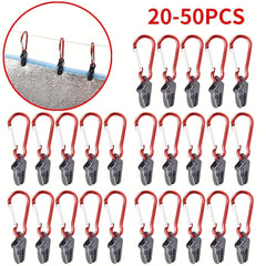 20pcs Windproof Tent Awning Clamp with Carabiner Hook for Outdoor Camping