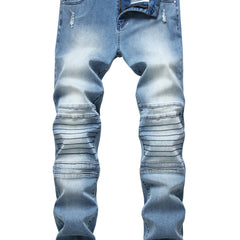 Men's Straight Slim Denim Jeans With Pockets