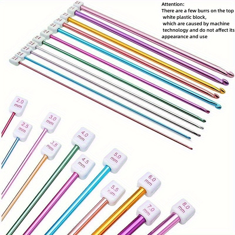 11pcs Aluminum Crochet Hooks Set Multicolor Tunisian Metal Crochet Kits