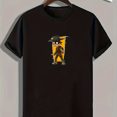 Thief Print Men's Graphic Tee for Summer