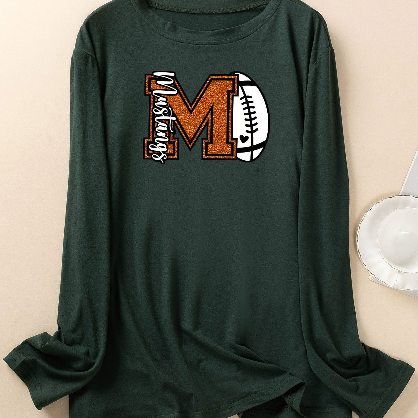 Women's Plus Size Sporty Lounge Top Long Sleeve Crew Neck Tee