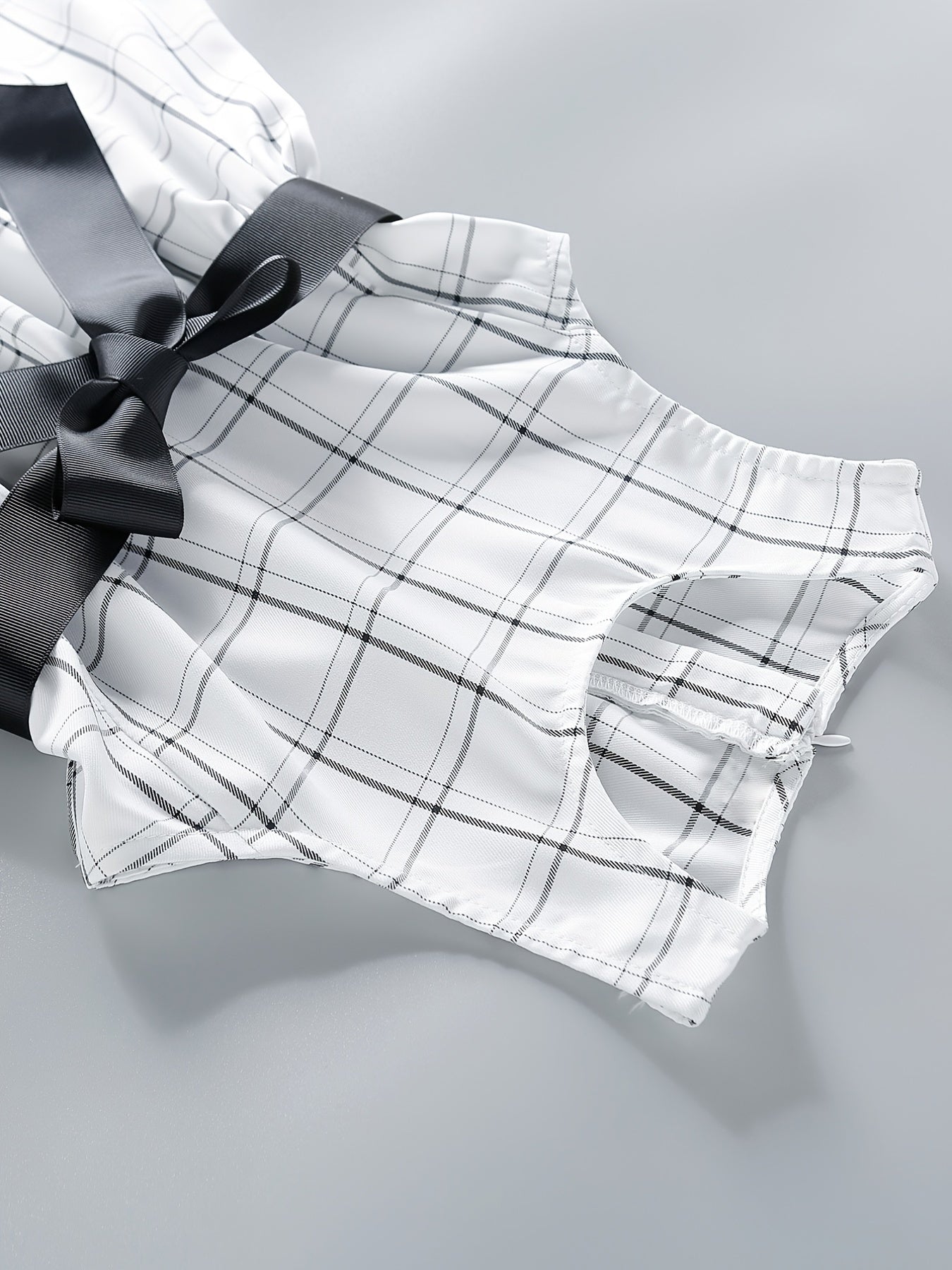 Girls Plaid Sleeveless Dress with Bow Belt