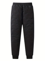 Men's Warm Cotton Padded Trousers with Zipper Pocket for Fall Winter