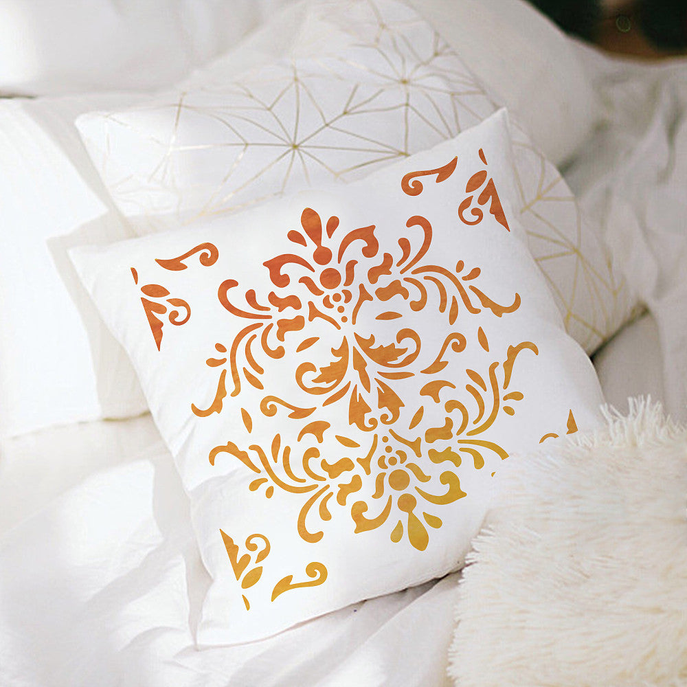 1pc AHANDMAKER PET Hollow Out Drawing Painting Stencils Floral Pattern - Orange