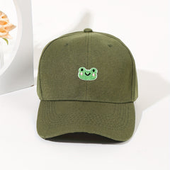 Frog Embroidery Baseball Cap Solid Dad Hats for Women