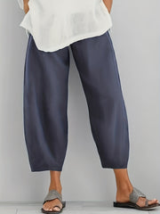 Minimalist Wide Leg Pant Solid Color Casual Elastic Waist
