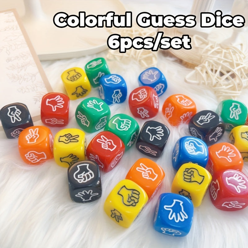 6pcs Acrylic Scissor Paper Rock Dice Set for Party