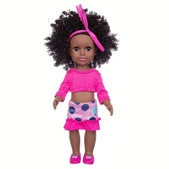 14inch Curly Hair Skin Doll with Clothes, Shoes & Headscarf