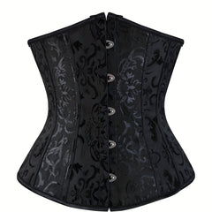 Jacquard Strapless Corset Retro Court Style Lace Up Body Shaper