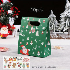 10pcs Christmas Paper Bags for Cookie Biscuit Packaging