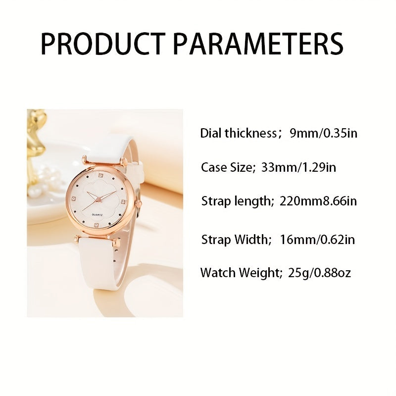 5pcs Junior High School Students Digital Leather Quartz Wrist Watch Set
