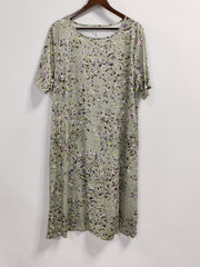 Women's Plus Camo Print Short Sleeve Tee Dress With Pockets