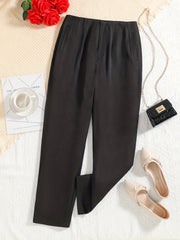 Straight Leg Trouser Solid Casual Pants Women's Clothing