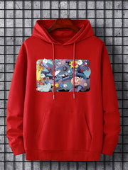 Men's Cartoon Graphic Hoodie Casual Drawstring Hooded Sweatshirt