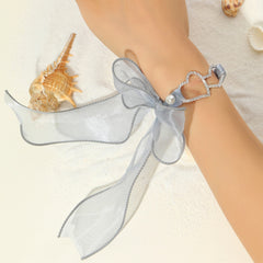 Crystal Love Bracelet Bridesmaid Bow Knot Ribbon Bracelet