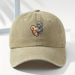 Bear Printed Baseball Cap Washed Distressed Dad Hats Unisex Solid Sun Hats