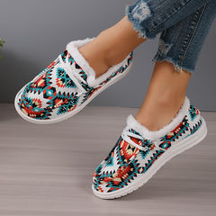 Geometric Pattern Snow Sneakers Warm Comfortable Non-slip Walking Shoes