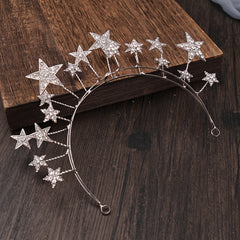 Silver Tiara Crown Stars Princess Queen Diadems Goddess