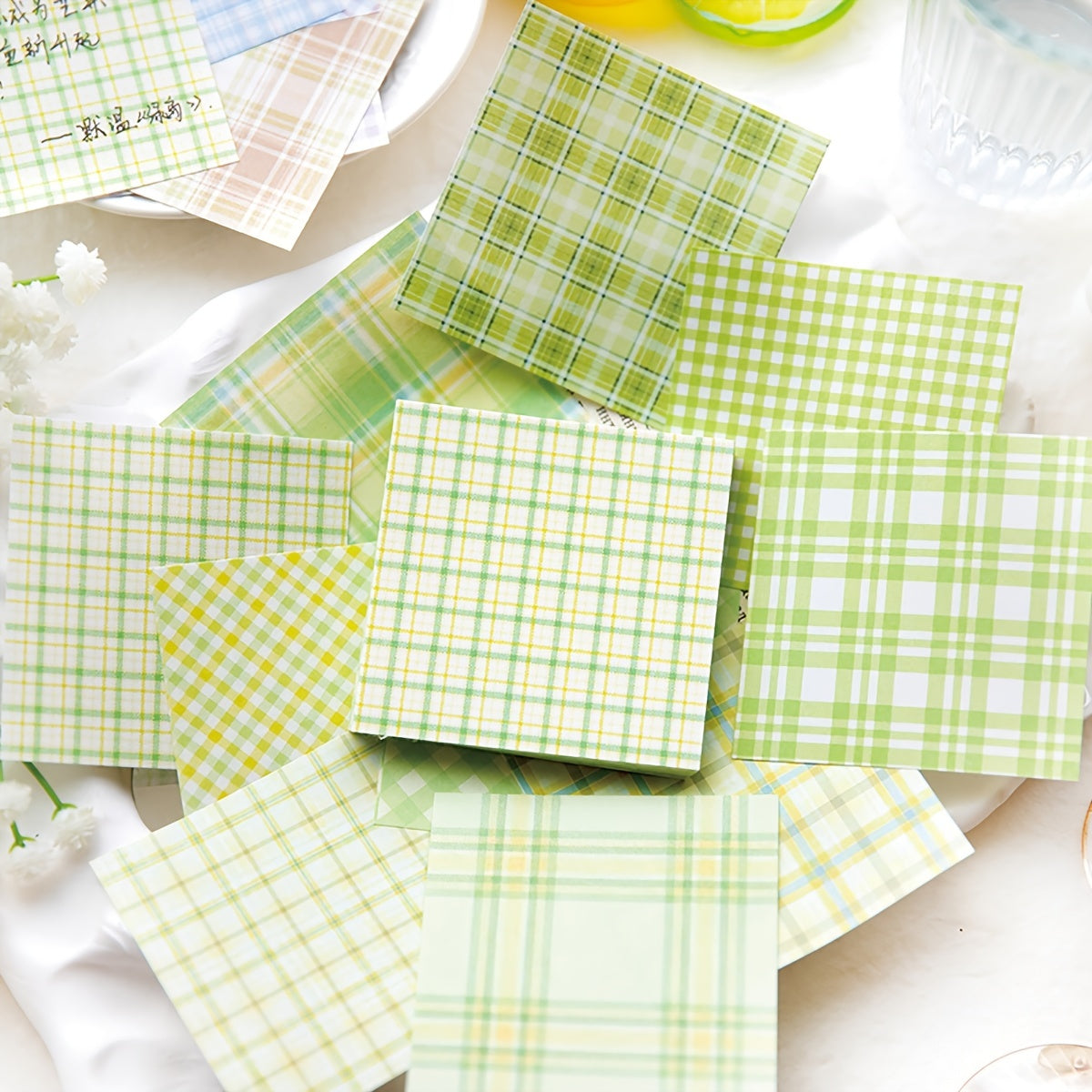 100 Sheets Plaid Pad 4 3 In 8 Cm Students Journal Material Paper