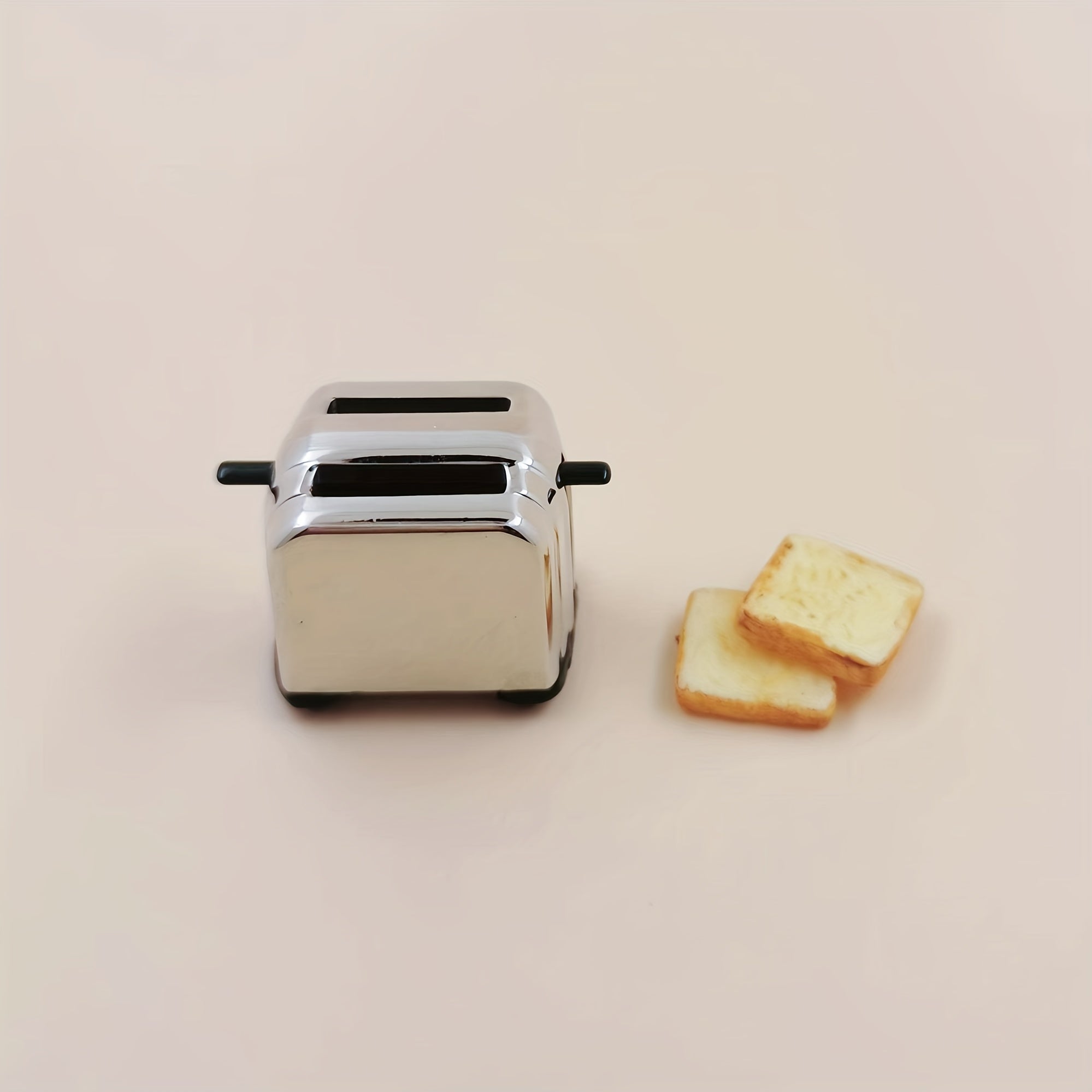 1:12 Mini Metal Toaster Dollhouse Accessory with 2 Resin Toasts