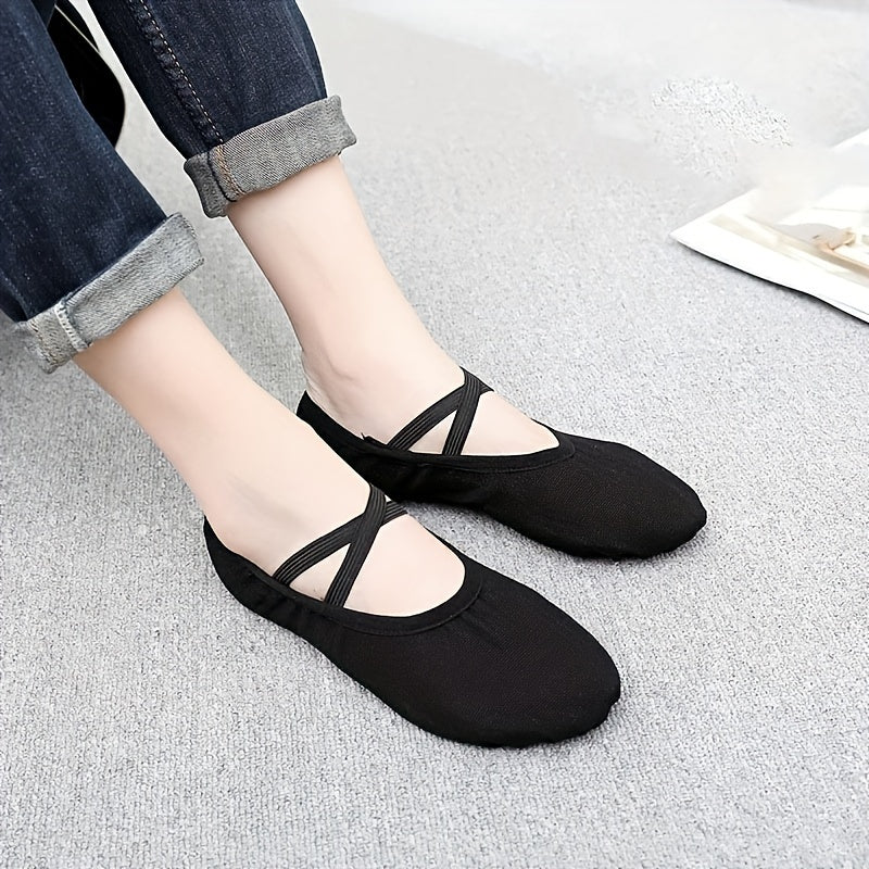 Women's Cross Strap Ballet Dance Shoes Slip on Soft Bottom