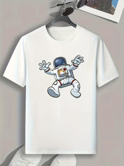 Astronaut Graphic Tee for Men, Casual Summer T-shirt