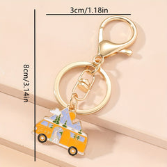 Painting Style Car Keychain Pendant Key Ring Bag Wallet Key Chain