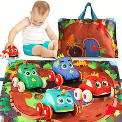 Dino Pull Back Cars for Toddlers 18-36 Months - Plush Toy Cars for Baby