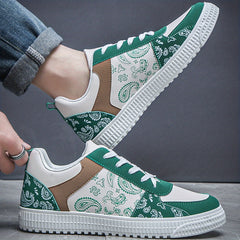 Men's Paisley Print Low Top Lace-up Skate Shoes