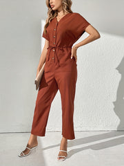 Long Sleeve Ruffled Jumpsuit Casual Loose Fit